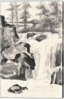 Framed Sumi Waterfall I