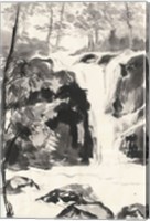 Framed Sumi Waterfall III