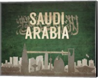 Framed Riyadh, Saudi Arabia - Flags and Skyline
