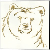 Framed Gilded Brown Bear