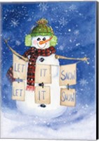 Framed Snowman Saying II on Blue