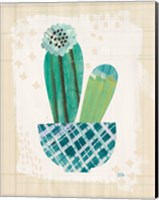 Framed Collage Cactus II on Graph Paper Teal