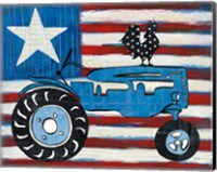 Framed Modern Americana Flag with Tractor