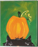 Framed Cat and Pumpkin