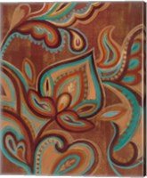 Framed Bohemian Paisley II Turquoise