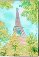 Framed Pastel Eiffel in Trees
