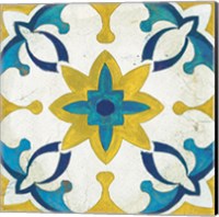 Framed Andalucia Tiles D Blue and Yellow