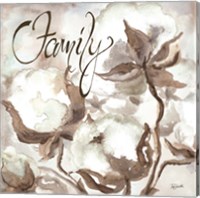 Framed 'Cotton Boll Triptych Sentiment III (Family)' border=