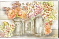 Framed Colorful Flowers in Mason Jar Gold