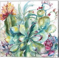 Framed Succulent Garden Watercolor I