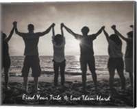 Framed Find Your Tribe - Joined Hands Grayscale