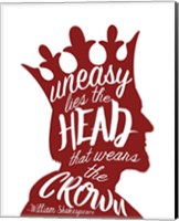 Framed Uneasy Lies The Head Shakespeare - King Red on White