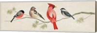 Framed Festive Birds Panel I Linen