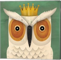 Framed 'White Owl with Crown' border=