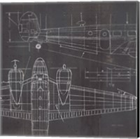 Framed Plane Blueprint II No Words Post