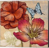 Framed Flowers and Butterflies (detail)