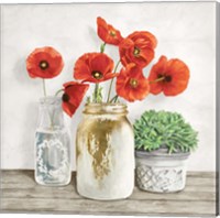 Framed Floral Composition with Mason Jars II