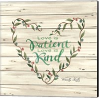 Framed 'Love is Patient Heart Wreath' border=
