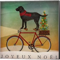 Framed Black Lab on Bike Christmas