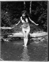 Framed 1920s Long-Haired Woman In Bathing Suit