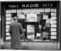 Framed 1940s Man Looking At Window Display Of Radios