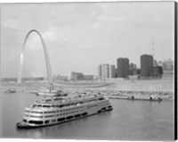 Framed 1960s St. Louis Missouri Gateway Arch Skyline