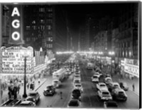 Framed 1950s 1953 Night Scene Of Chicago State Street