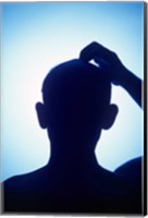 Framed 1990S Silhouette Bald Man Scratching His Head