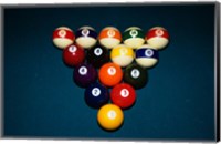 Framed Billiard Balls Racked Up On Pool Table