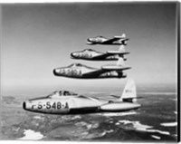 Framed 1950s Four Us Air Force F-84 Thunderjet Fighter