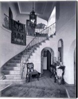 Framed 1920s Upscale Home Entry With Spiral Staircase