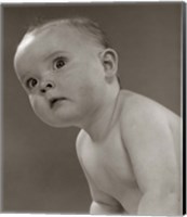 Framed 1950s Portrait Baby Leaning To Side