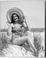 Framed 1920s 1930 Smiling Bathing Beauty