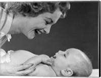 Framed 1950s Close-Up Profile Of Smiling Mother L