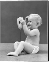 Framed 1940s Blond Baby Girl