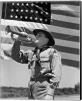 Framed 1940s Boy Scout Playing Bugle