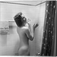 Framed 1930s Nude Woman In Shower