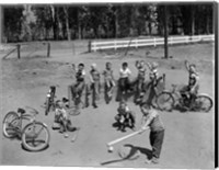 Framed 1950s 10 Neighborhood Boys Playing Sand Lot Baseball