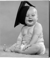 Framed 1950s Portrait Chubby Baby In Diaper