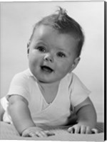 Framed 1950s Crawling Happy Curious Baby