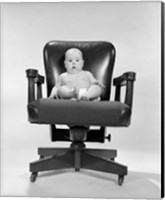 Framed 1960s Baby Sitting In Executive Office Chair