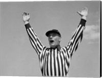 Framed 1950s Football Referee Making Touchdown Signal