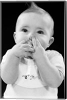 Framed 1950s Baby Covering Mouth With Hands
