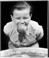 Framed 1930s Boy Bobbing For Apples