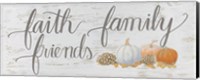 Framed Beautiful Bounty Sign III Faith Family Friends Script