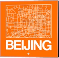 Framed Orange Map of Beijing
