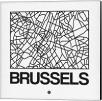 Framed White Map of Brussels