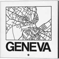 Framed White Map of Geneva