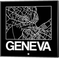 Framed Black Map of Geneva