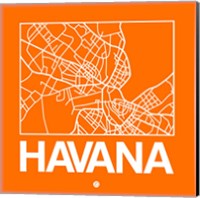 Framed Orange Map of Havana